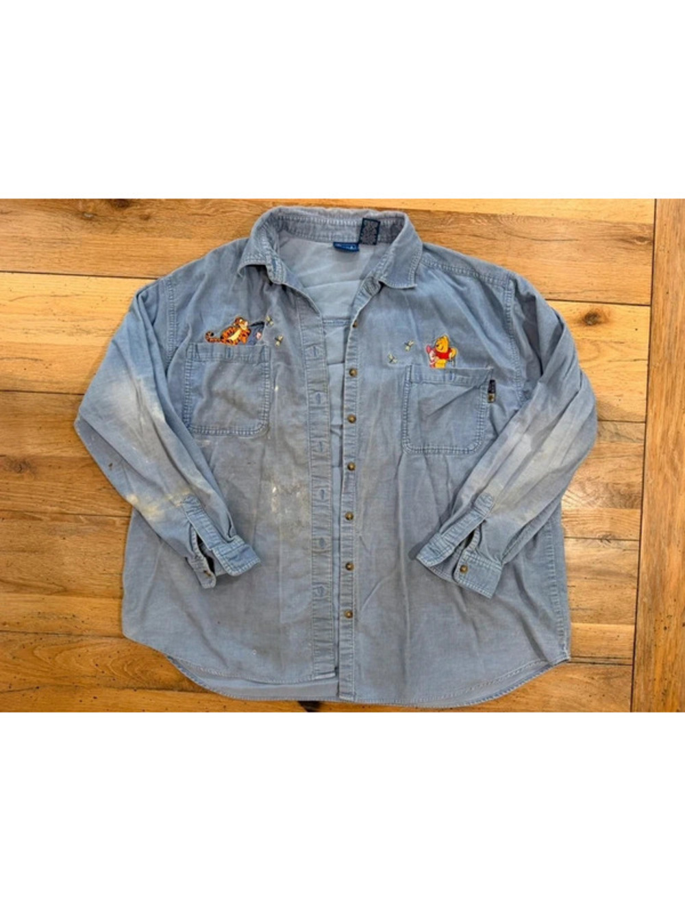 Vintage blue corduroy button-down shirt Disney Winnie the Pooh size XL